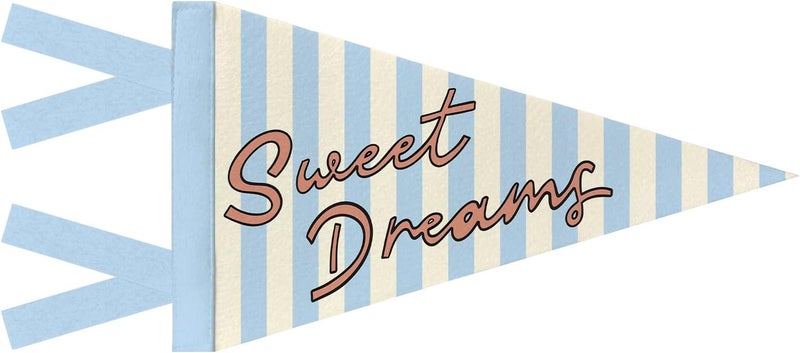 JXREQ Sweet Dreams Pennants Banners Flags for Kids Room Decor, Retro Blue Striped Canvas Wall Art Decor for Kids Nursery Room Toddler Little Boy Girl Bedroom, 8x17 Inch - Image 1